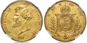 Pedro II gold 20000 Reis 1862 AU53 NGC, Rio de Janeiro mint, KM468, LMB-682. The undisputed key date of the Pedro II 20,000 series, with a catalog val...
