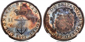 British Colony. George IV Proof "Anchor Money" 1/2 Dollar 1822/1 PR65 NGC, KM4, Br-857, NC-1A2. 1822/1 overdate. A superb gem example of this rare typ...