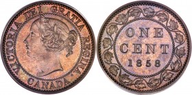 Victoria Specimen Cent 1858 SP65 Brown PCGS, London mint, KM1. A well-produced specimen striking of the type exhibiting needle-sharp detail, the surfa...