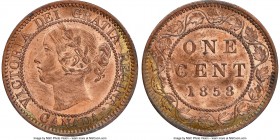 Victoria "Broken Vine" Cent 1858 MS64 Red and Brown NGC, London mint, KM1. Broken Vine variety. Bordering on gem and perhaps worthy of such a classifi...