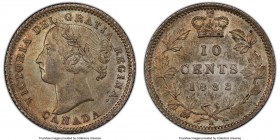 Victoria 10 Cents 1882-H MS64 PCGS, Heaton mint, KM3. An issue that becomes quite scarce in conditions approaching gem, presented here with a sheen of...
