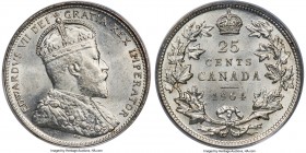 Edward VII 25 Cents 1904 MS62 PCGS, London mint, KM11. One of the most difficult dates in this short-lived series, especially so in any Mint State lev...