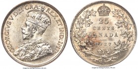 George V 25 Cents 1927 MS63 PCGS, Ottawa mint, KM24a. An elusive date in the series, especially in this choice Mint State condition. Light autumnal to...