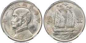 Republic Sun Yat-sen "Birds Over Junk" Dollar Year 21 (1932) UNC Details (Obverse Scratched) NGC, KM-Y344, L&M-108. A likely more affordable example o...