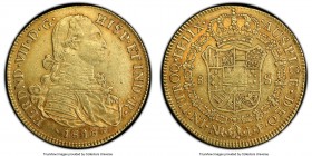 Ferdinand VII gold 8 Escudos 1818 NR-JF AU53 PCGS, Nuevo Reino mint, KM66.1. Exhibiting glistening remnants of luster against light surface tone. AGW ...