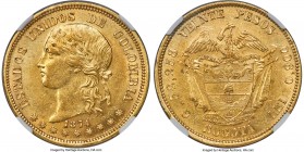 Estados Unidos gold 20 Pesos 1874-BOGOTA MS62 NGC, Bogota mint, KM142.1, Fr-99. Exhibiting some typical softness of strike for the type, though preser...