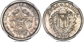 Republic silver Pattern 20 Centavos 1898 AU55 NGC, KM-Pn9 (also under KM-XM14). A rare pattern issue struck in silver, and highly demanded by collecto...