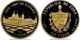Republic gold Proof "El Escorial" 100 Pesos 1992 PR69 Ultra Cameo NGC, KM385. Mintage: 225. Nearly flawless. AGW 0.999 oz.

HID09801242017

© 2020...