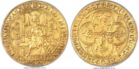 Philippe VI gold Écu d'Or à la chaise ND (1328-1350) MS62 NGC, Fr-270, Dup-249 var. (only one P in PhILIPVS). +PhILIPVS: DЄI | x GRA x | FRAnCORVM: RЄ...