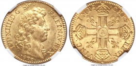 Louis XIV gold Louis d'Or 1673-A MS64 NGC, Paris mint, KM219.1, Gad-247. A choice and fully lustrous specimen with bold features and no adjustment mar...