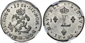 Louis XV 2 Sols (Sous Marqués) 1762-BB MS67 NGC, Strasbourg mint, KM500.4, Vlack-276a (R2). Billon coinage. An issue considered part of American Colon...