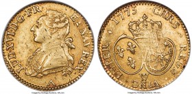 Louis XVI gold Louis d'Or 1775-W AU55 NGC, Lille mint, KM567.15, Fr-471. Little in the way of true wear, with some small flan flaws and adjustment mar...