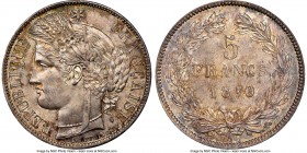 Republic 5 Francs 1870-A MS64+ NGC, Paris Mint, KM818.1. Ceres Head type, without reverse motto. A much scarcer variety of the issue, with a mintage o...