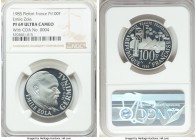 Republic platinum Proof Piefort "Emile Zola" 100 Francs 1985 PR69 Ultra Cameo NGC, Paris mint, KM-P961, GEM-234.P3. Struck in commemoration of Emile Z...