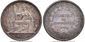 French Colony Piastre 1887-A MS64 NGC, Paris mint, KM5, Lec-268. A lovely near-gem specimen of this popular colonial type, offering an attractive blen...