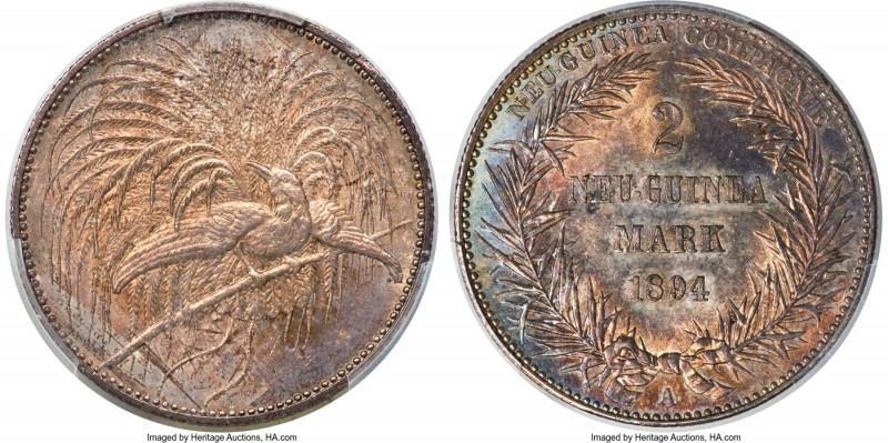 German Colony. Wilhelm II 2 Mark 1894-A MS64 PCGS, Berlin mint, KM6, J-706. Grac...