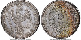 Augsburg. Free City Taler 1626 MS62 NGC, KM41, Dav-5021A, Forster-184. Exceedingly appealing for both the grade and type, with steel-blue tone laid ov...