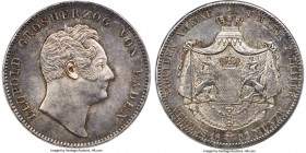 Baden. Leopold I 2 Taler 1852 MS64 PCGS, KM220, Dav-526, Thun-26. Draped in steel patination over lustrous fields. Admirably struck, without a hint of...