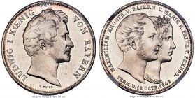 Bavaria. Ludwig I "Wedding" 2 Taler 1842 MS64+ Prooflike NGC, Munich mint, KM812.1, Dav-588, J-72. Commemorating the Royal Wedding of Prince Maximilia...