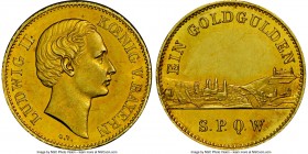 Bavaria. Ludwig II gold "New Year's" Goldgulden ND (1864) MS60 NGC, KM-XM25 (under Würzburg). With a reported mintage of just 350 pieces, this Würzbur...
