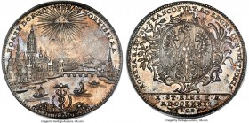 Frankfurt. Free City "City View" Taler 1772-PCB MS62 PCGS, KM251, Dav-2226. A sought-after city-view issue revealing a superb strike that has rendered...