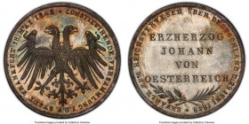 Frankfurt. Free City Proof 2 Gulden 1848 PR65 PCGS, KM338, AKS-39. Produced to commemorate the Vicariat of Archduke Johann, the present offering discl...