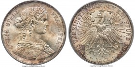 Frankfurt. Free City 2 Taler 1861 MS65+ PCGS, KM365, Dav-651. Displaying an outstanding cartwheel effect that becomes immediately evident in hand, the...