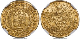 Hamburg. Free City gold Ducat 1692-IR MS63 NGC, KM295, Fr-1109. Well-struck upon a lightly wrinkled flan, as-made, with shimmering aurous brilliance e...