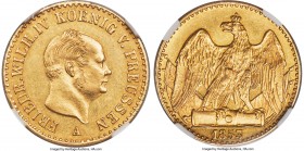 Prussia. Friedrich Wilhelm IV gold 1/2 Frederick d'Or 1853-A MS61 NGC, Berlin mint, KM468, J-114, D&S-169. A beautiful gold type in any condition, owi...