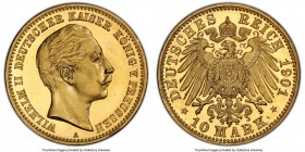 Prussia. Wilhelm II gold Proof 10 Mark 1901-A PR65 Cameo PCGS, Berlin mint, KM520, J-251, D&S-341. The first example of this scarce Proof that we have...