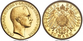 Saxe-Coburg-Gotha. Carl Eduard gold Proof 10 Mark 1905-A PR65 Cameo PCGS, Berlin mint, KM-Y154, J-273. Mintage: 489. One-year type. A premium example,...