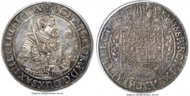 Saxony. Johann Georg I Taler 1636-SD AU58 PCGS, KM132, Dav-7601. Precisely struck, leaving all major design features in sharp relief against a backdro...