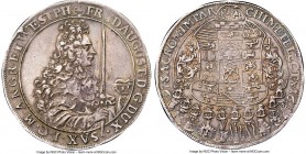 Saxony. Friedrich August I Taler 1697-IK XF45 NGC, Dresden mint, Dav-7652. Minted under the reign of "August the Strong", this large medallic taler di...