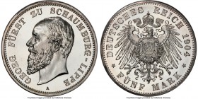 Schaumburg-Lippe. Albrecht Georg Proof 5 Mark 1904-A PR64 Cameo PCGS, Berlin mint, KM50, J-165. Bold as can be, with icy-white surfaces that are utter...