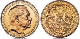 Weimar Republic gold Proof Medallic "Hindenburg" 5 Mark 1927-D PR64 Cameo NGC, Munich mint, KM-X1a, Schlumberger-14, Kienast-386. By Karl Goetz. Most ...