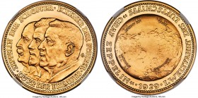 Weimar Republic gold Proof "Zeppelin World Tour" Medal 1929 PR68 Ultra Cameo NGC, Kaiser-511.2. 36mm. A very popular commemorative celebrating the Gra...