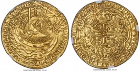 Edward III (1327-1377) gold Noble ND (1356-1361) AU58 NGC, Tower mint, Pre-Treaty Period, Series Gd, S-1490, N-1181, Schneider-46 (same dies). 7.73gm....