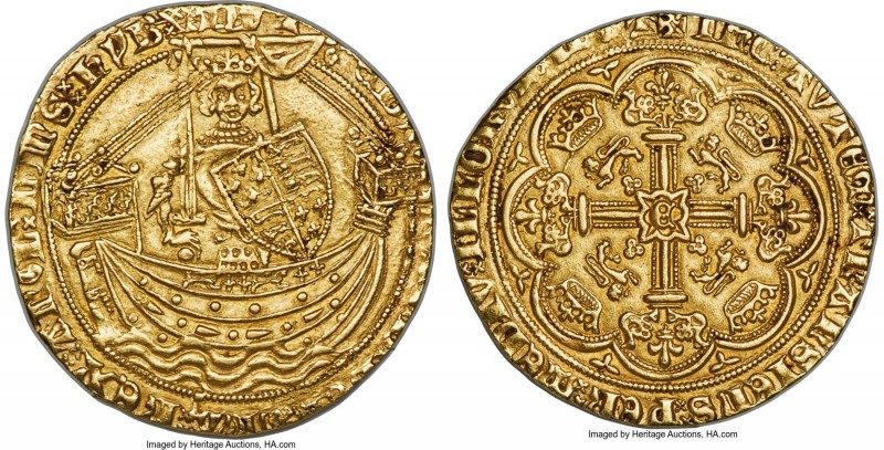 Edward III (1327-1377) gold Noble ND (1361-1369) MS61 NGC, Tower mint, Cross Pot...