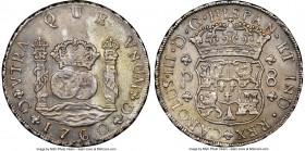 Charles III 8 Reales 1760 G-P AU55 NGC, Nueva Guatemala mint, KM27.1, Cal-295. Mintage: 42,347. An elusive issue in better technical states, this type...