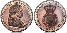 Henri Christophe silver Proof Restrike Pattern Crown 1811 PR62 NGC, KM-X12. Plain edge. A popular restrike issue that retains scintillating mint radia...