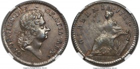 George I 1/2 Penny 1723 MS62 Brown NGC, KM117.1. HIBERNIA type. A lesser-seen type in Mint State, this selection offers rich cocoa-brown surfaces and ...