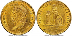 Naples & Sicily. Ferdinand I gold 15 Ducati 1818 UNC Details (Obverse Cleaned) NGC, KM287, Fr-856. An uncirculated example of this popular gold type, ...