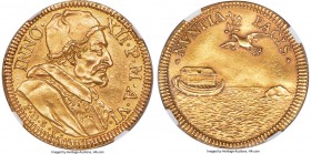 Papal States. Innocent XII gold Doppia (2 Scudi d'Oro) Anno VI (1697) UNC Details (Reverse Repaired) NGC, Rome mint, KM603 (same dies), Fr-175 (this c...