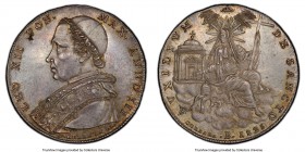 Papal States. Leo XII Scudo Anno III (1825)-B MS65 PCGS, Bologna mint, KM1297.1, Dav-187. Dressed in an airy silver patina with accenting golden highl...
