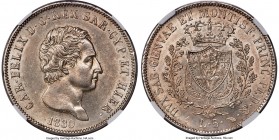 Sardinia. Carlo Felice 5 Lire 1830 (Eagle)-L MS63 NGC, Turin mint, KM116.1. Choice in all regards with satin-textured surfaces toned to a light gray, ...
