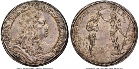 Tuscany. Cosimo III de'Medici Piastre 1680 MS62 NGC, Dav-4211. Well-preserved and exhibiting finely ranked die polish lines over lustrous surfaces. Th...