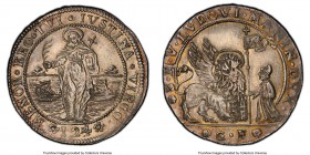 Venice. Ludovico Manin Ducatone ND (1789)-GF MS62 PCGS, KM748, Paolucci-131.24. A very rare state of preservation for this crown-sized Venetian emissi...