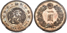 Meiji Yen Year 14 (1881) MS62 NGC, KM-YA25.2, JNDA 01-10. Displaying a balanced patina of predominantly silver character with rich accents of colorful...