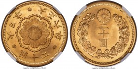 Taisho gold 20 Yen Year 6 (1917) MS65 NGC, Osaka mint, KM-Y40.2, Fr-53. Attractive, velveteen surfaces brimming with original luster and deeply impres...