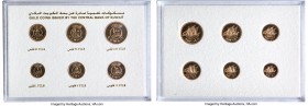 Jabir Ibn Ahmad 6-Piece Uncertified gold Proof Set AH 1408 (1987), 1) Fils, KM9b 2) 5 Fils, KM10b 3) 10 Fils, KM11b 4) 20 Fils, KM12b 5) 50 Fils, KM13...